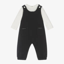 Emporio Armani-Boys Navy Cotton Dungaree Set | Childrensalon Outlet