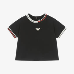 Emporio Armani-Boys Navy Cotton Logo Tee | Childrensalon Outlet