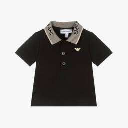 إEmporio Armani-قميص بولو قطني أزرق داكن للأولاد مع نسر | Childrensalon Outlet