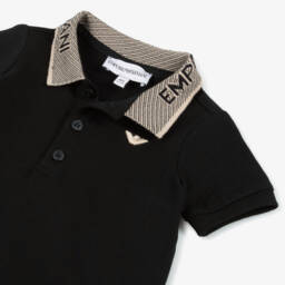 إEmporio Armani-قميص بولو قطني أزرق داكن للأولاد مع نسر | Childrensalon Outlet