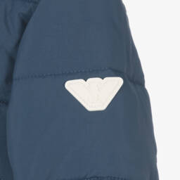 Emporio Armani-Boys Navy Hooded Puffer Coat | Childrensalon Outlet