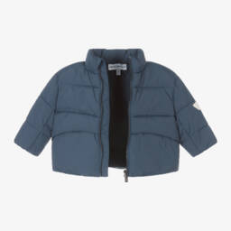 Emporio Armani-Boys Navy Hooded Puffer Coat | Childrensalon Outlet