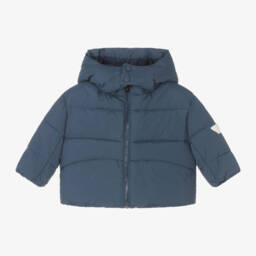 Emporio Armani-Boys Navy Hooded Puffer Coat | Childrensalon Outlet