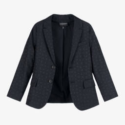 Emporio Armani-Boys Navy Jacquard Eagle Jacket | Childrensalon Outlet