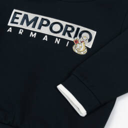 Emporio Armani-Boys Navy Serpent Embroidery Hoodie | Childrensalon Outlet