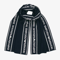 Emporio Armani-Boys Navy Wool Blend Scarf | Childrensalon Outlet