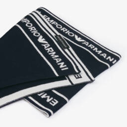 Emporio Armani-Boys Navy Wool Blend Scarf | Childrensalon Outlet