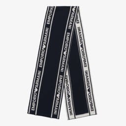 إمبوريو أرماني-طقم سكارف وقبعة صوف لون أزرق للمواليد | Childrensalon Outlet