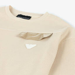 Emporio Armani-Нейтральный вафельный трикотажный топ для мальчиков | Childrensalon Outlet