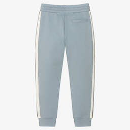Emporio Armani-Boys Pale Blue Cotton Logo Joggers | Childrensalon Outlet