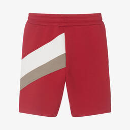 Emporio Armani-Boys Red Cotton Jersey Shorts | Childrensalon Outlet