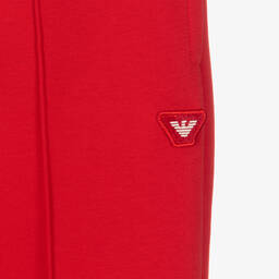 Emporio Armani-Boys Red Cotton Joggers | Childrensalon Outlet