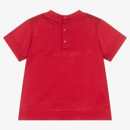 Emporio Armani-Boys Red Cotton T-Shirt | Childrensalon Outlet