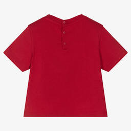 Emporio Armani-Boys Red Logo Cotton T-Shirt | Childrensalon Outlet