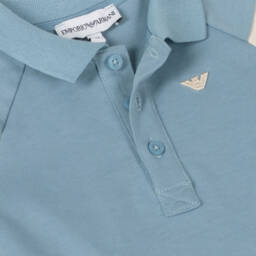 Emporio Armani-Boys' Sky Blue Cotton Polo Top | Childrensalon Outlet
