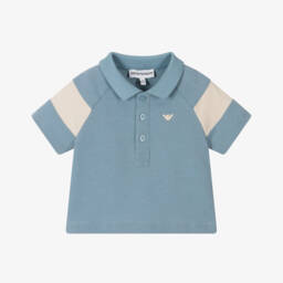 Emporio Armani-Boys' Sky Blue Cotton Polo Top | Childrensalon Outlet