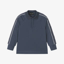 Emporio Armani-Boys Slate Cotton Polo Shirt | Childrensalon Outlet