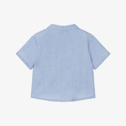 Emporio Armani-Мягкая голубая рубашка из сеерсакера для мальчиков | Childrensalon Outlet