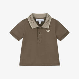 Emporio Armani-Мягкая коричневая рубашка поло с орлом для мальчиков | Childrensalon Outlet