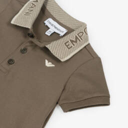 Emporio Armani-Мягкая коричневая рубашка поло с орлом для мальчиков | Childrensalon Outlet