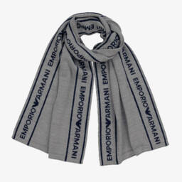 Emporio Armani-Boys Soft Grey Knit Scarf | Childrensalon Outlet