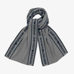 Emporio Armani-Boys Soft Grey Knit Scarf | Childrensalon Outlet