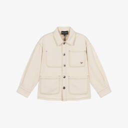 Emporio Armani-Boys Soft Ivory Twill Coat | Childrensalon Outlet