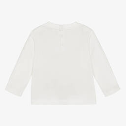 إEmporio Armani-توب أطفال ولادي قطن لون أبيض وأزرق | Childrensalon Outlet