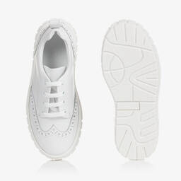 Emporio Armani-Boys White Brogue Leather Trainers | Childrensalon Outlet