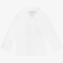 Emporio Armani-Белая рубашка поло из хлопка для мальчиков | Childrensalon Outlet