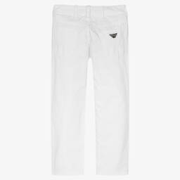 Emporio Armani-Boys White Cotton Trousers | Childrensalon Outlet
