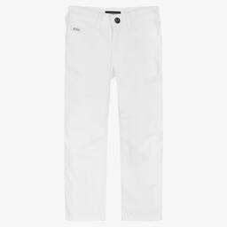 Emporio Armani-Boys White Cotton Trousers | Childrensalon Outlet