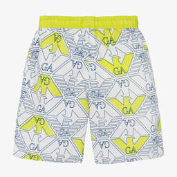 إEmporio Armani-شورت سباحة بطبعة النسر لون أبيض (UPF50+) | Childrensalon Outlet