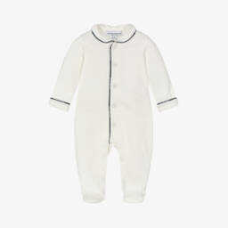 Emporio Armani-Boys White Jersey Sleepsuit | Childrensalon Outlet