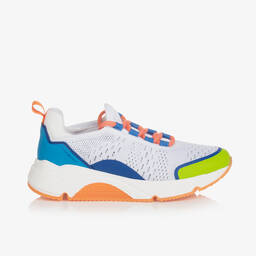 Emporio Armani-Boys White Mesh Eagle Logo Trainers | Childrensalon Outlet