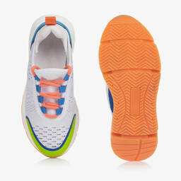 Emporio Armani-Boys White Mesh Eagle Logo Trainers | Childrensalon Outlet