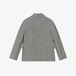 Emporio Armani-Gentleman's Azure Linen Stripe Blazer | Childrensalon Outlet