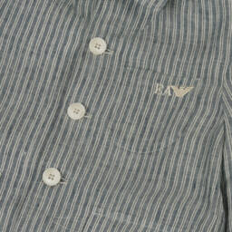 Emporio Armani-Gentleman's Azure Linen Stripe Blazer | Childrensalon Outlet