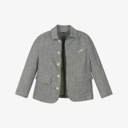 Emporio Armani-Gentleman's Azure Linen Stripe Blazer | Childrensalon Outlet