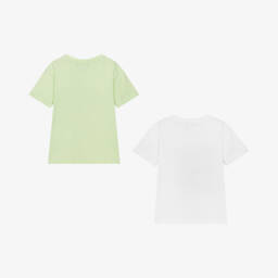 Emporio Armani-Girls 2-Pack White & Green Tees | Childrensalon Outlet