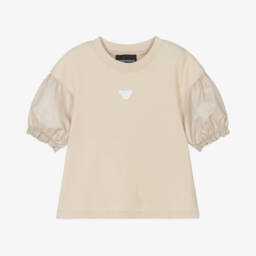 Emporio Armani-Бежевая вафельная блузка для девочек | Childrensalon Outlet