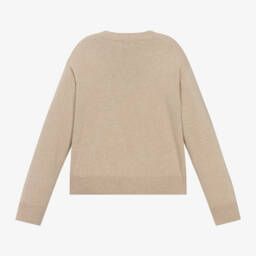 إEmporio Armani-بلوفر صوف محبوك لون بيج للبنات | Childrensalon Outlet