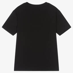 Emporio Armani-Girls Black Cotton T-Shirt | Childrensalon Outlet