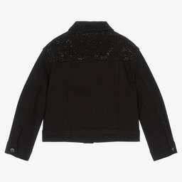 Emporio Armani-Girls Black Diamanté Denim Jacket | Childrensalon Outlet