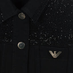 Emporio Armani-Girls Black Diamanté Denim Jacket | Childrensalon Outlet