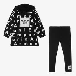 Emporio Armani-Girls Black Logo Leggings Set | Childrensalon Outlet