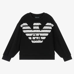 Emporio Armani-Girls Black Logo Sweatshirt | Childrensalon Outlet