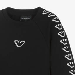 Emporio Armani-فستان سويتشيرت قطن لون أسود | Childrensalon Outlet