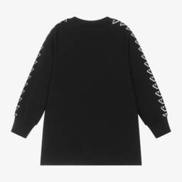 Emporio Armani-فستان سويتشيرت قطن لون أسود | Childrensalon Outlet