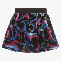 إEmporio Armani-تنورة فيسكوز قطيفة لون أسود | Childrensalon Outlet